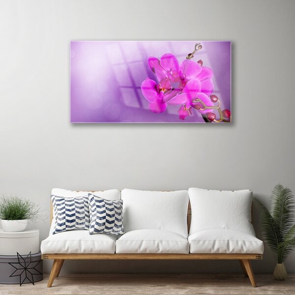 Tablou pe sticla Flori roz Floral