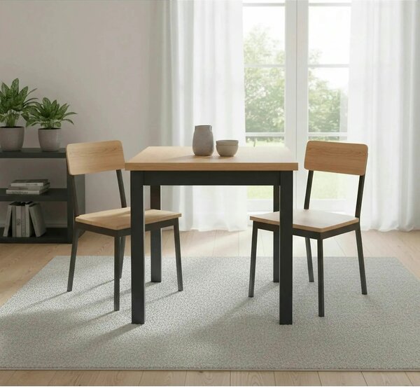 Masa ADAM, stejar artisan/negru, 90x65x75 cm