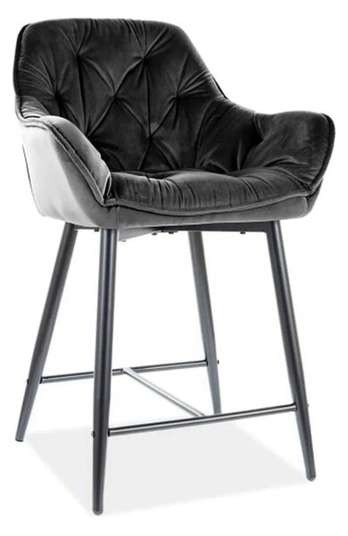 Scaun bar living CHERRY H-2, negru - Bluvel 19, stofa catifelata/metal
