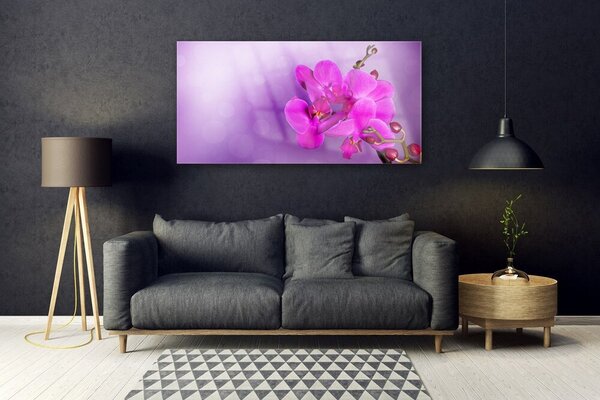 Tablou pe sticla Flori roz Floral