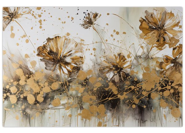 Tablou - pictură abstractă florală (90x60 cm)