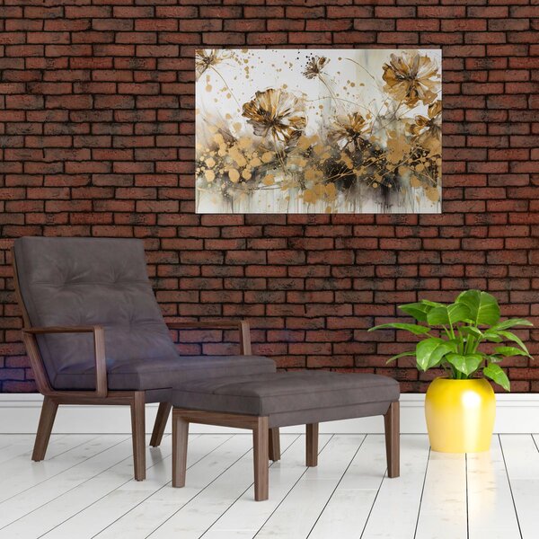 Tablou - pictură abstractă florală (90x60 cm)