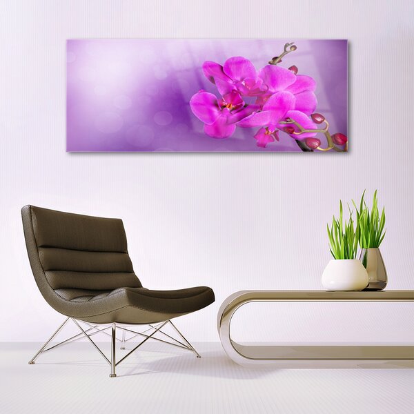 Tablou pe sticla Flori roz Floral