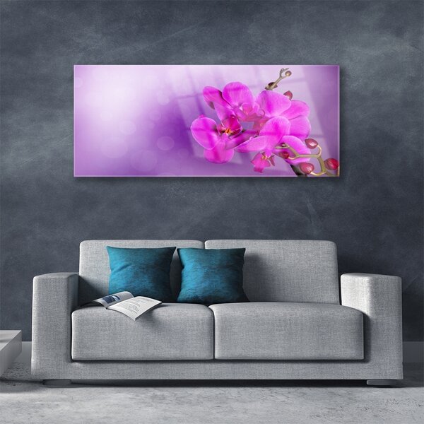 Tablou pe sticla Flori roz Floral