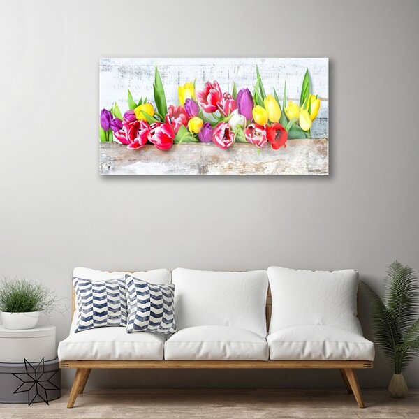Tablou pe sticla Lalele Floral Multi