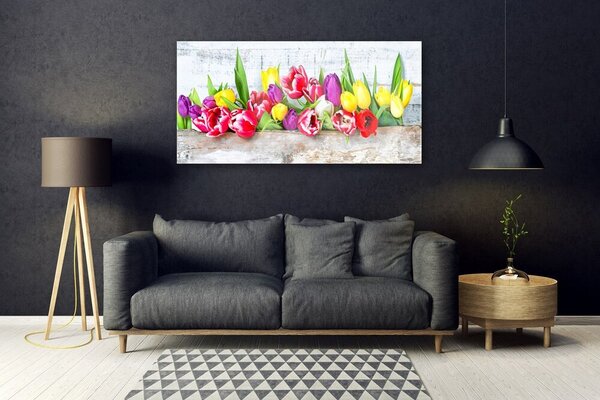 Tablou pe sticla Lalele Floral Multi