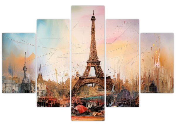 Tablou - Pictură a Turnului Eiffel (150x105 cm)