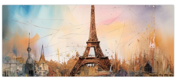 Tablou - Pictură a Turnului Eiffel (120x50 cm)
