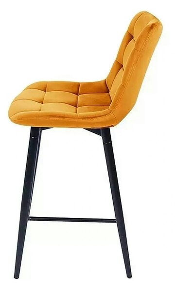 Scaun bar CHIC H-2, galben - Bluvel 68/negru, stofa catifelata/metal
