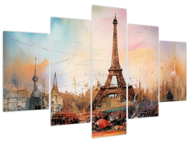 Tablou - Pictură a Turnului Eiffel (150x105 cm)