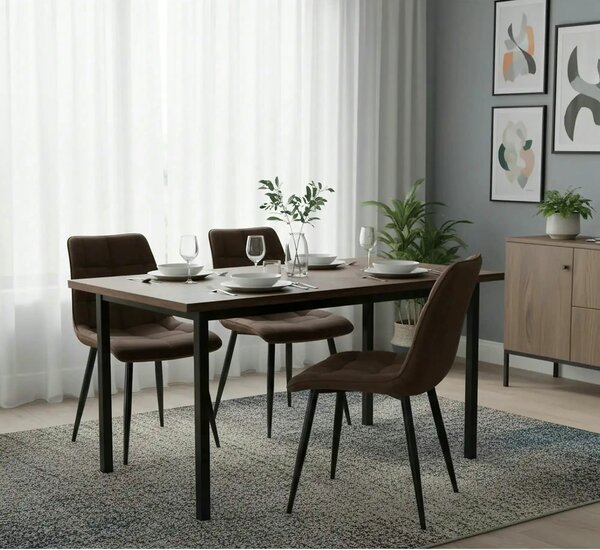 Scaun CHIC, maro - Bluvel 48, stofa catifelata/metal, 50x58x88 cm