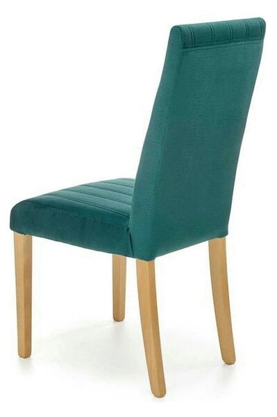 Scaun DIEGO 3, verde/stejar miere, stofa catifelata/lemn de fag, 47x59