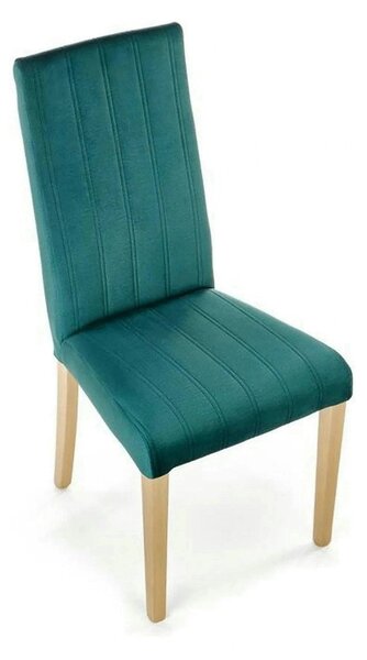 Scaun DIEGO 3, verde/stejar miere, stofa catifelata/lemn de fag, 47x59