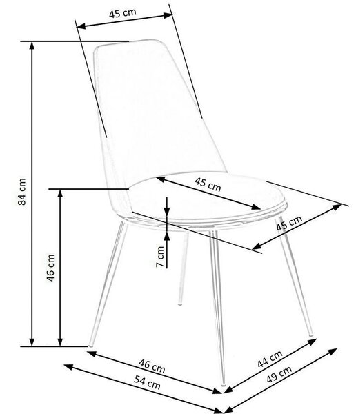 Scaun K460, gri/auriu, stofa catifelata/metal, 49x54x84 cm