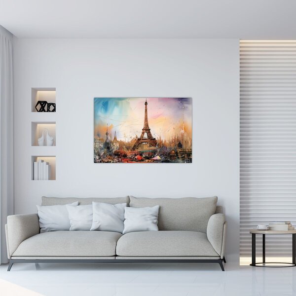 Tablou - Pictură a Turnului Eiffel (90x60 cm)