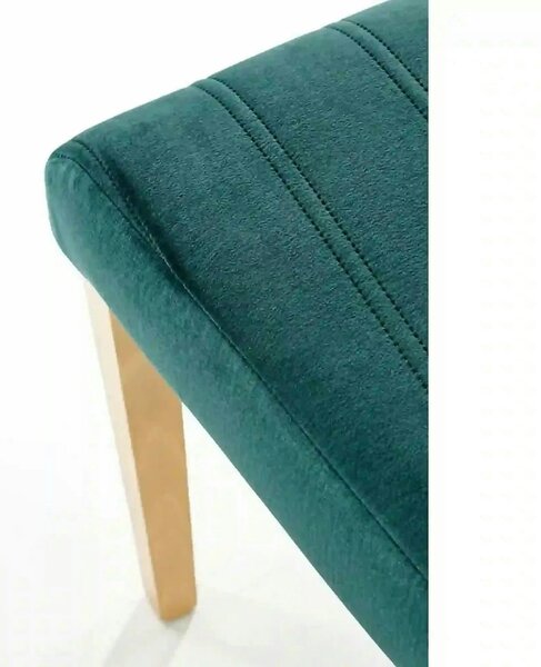 Scaun DIEGO 3, verde/stejar miere, stofa catifelata/lemn de fag, 47x59