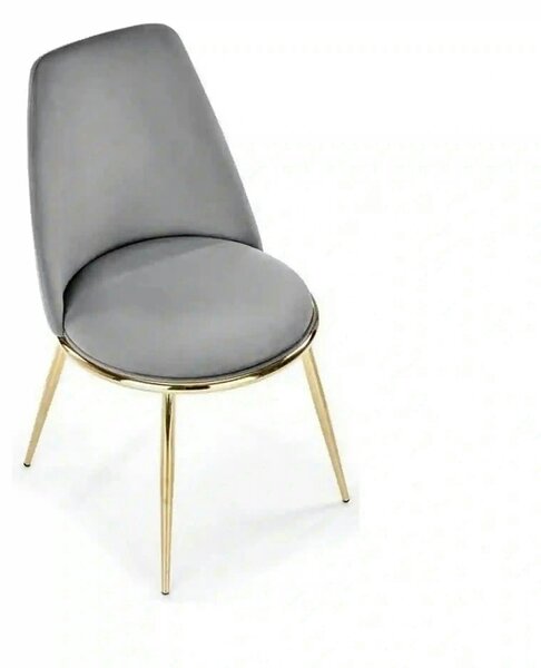 Scaun K460, gri/auriu, stofa catifelata/metal, 49x54x84 cm