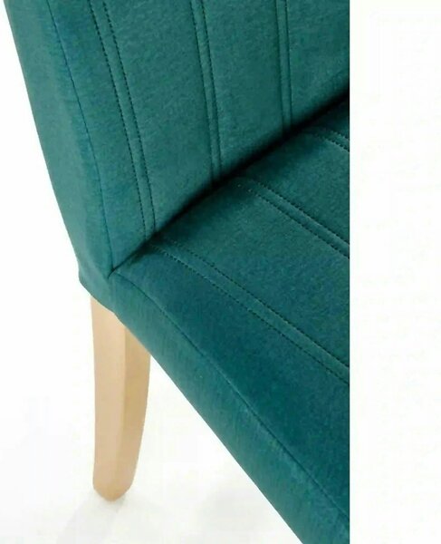 Scaun DIEGO 3, verde/stejar miere, stofa catifelata/lemn de fag, 47x59