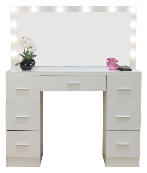 Masă de toaletă mare albă cu iluminare 80 x 40 x 110cm