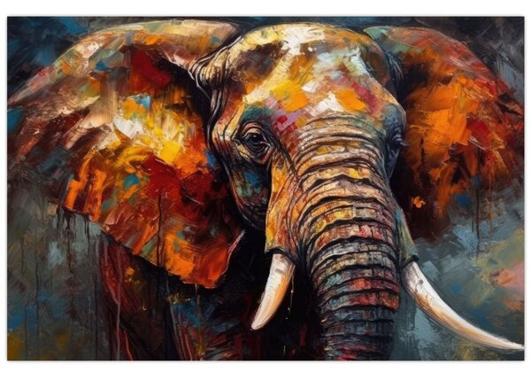 Tablou - Pictura unui elefant (90x60 cm)