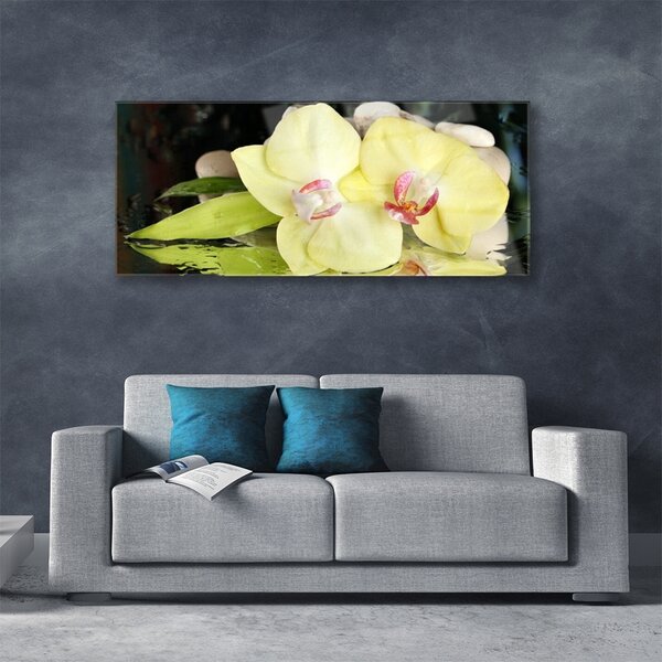 Tablou pe sticla Petal Floral Verde