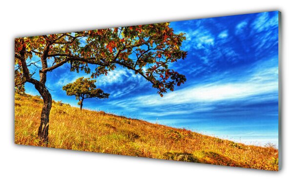 Tablou pe sticla Meadow Copaci Natura Galben Maro