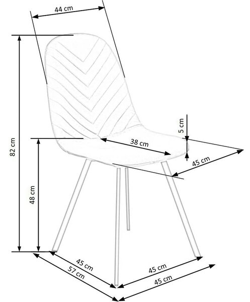 Scaun K462, gri/negru, stofa catifelata/metal, 45x57x82 cm