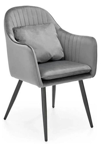 Scaun K464, gri/negru, stofa catifelata/metal, 58x59x84 cm