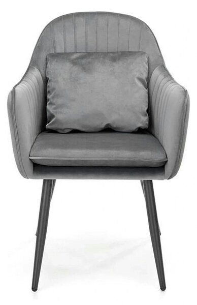 Scaun K464, gri/negru, stofa catifelata/metal, 58x59x84 cm