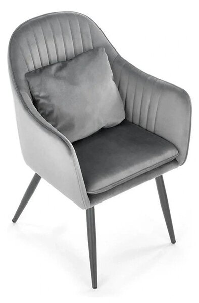 Scaun K464, gri/negru, stofa catifelata/metal, 58x59x84 cm