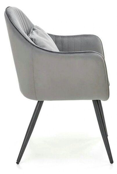 Scaun K464, gri/negru, stofa catifelata/metal, 58x59x84 cm