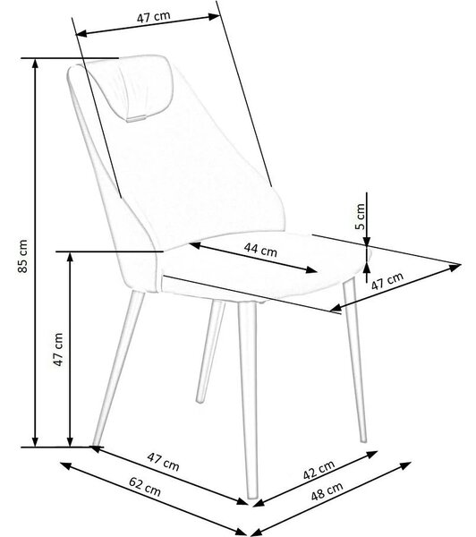 Scaun K470, gri/negru, stofa clasica/metal, 48x62x85 cm