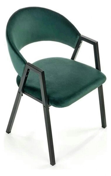 Scaun K473, stofa catifelata verde inchis, 54x58x82 cm