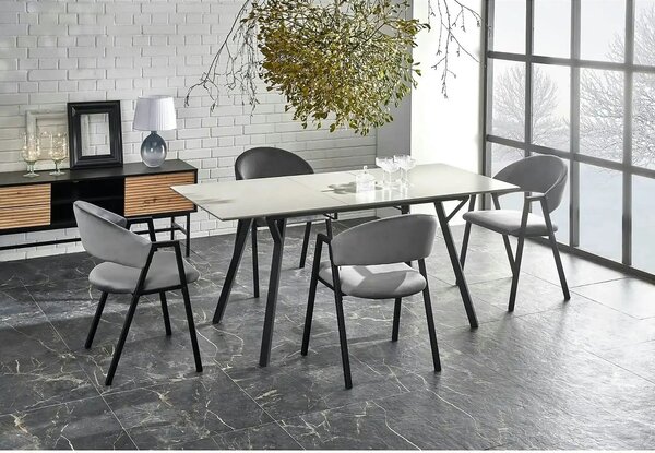 Scaun K473, stofa catifelata gri, 54x58x82 cm