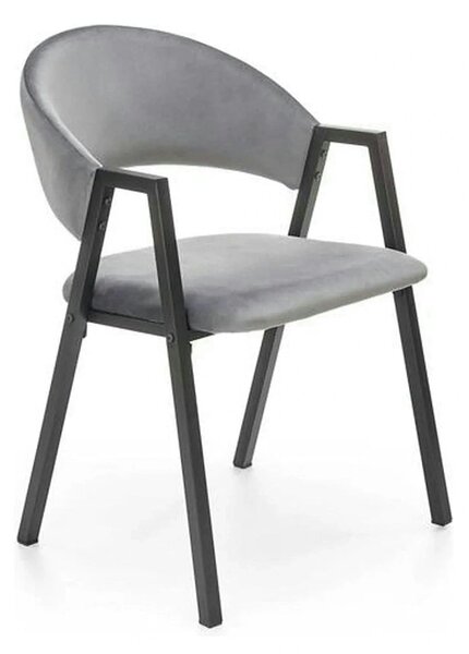 Scaun K473, stofa catifelata gri, 54x58x82 cm