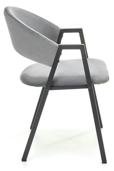Scaun K473, stofa catifelata gri, 54x58x82 cm