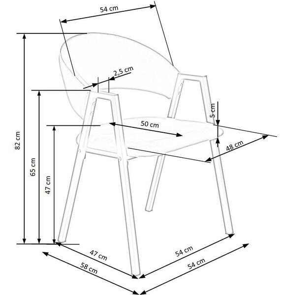 Scaun K473, stofa catifelata verde inchis, 54x58x82 cm