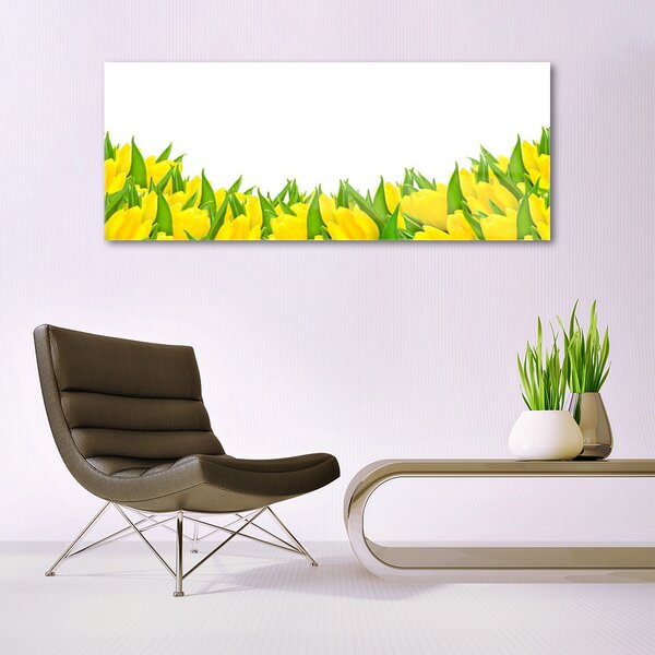 Tablou pe sticla Flori Floral Galben
