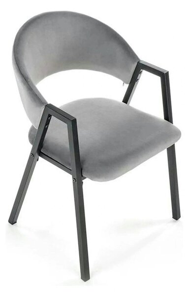 Scaun K473, stofa catifelata gri, 54x58x82 cm