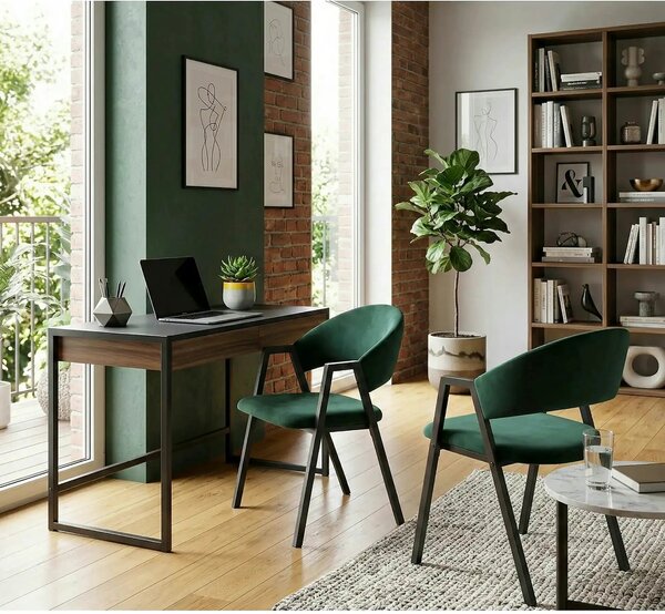 Scaun K473, stofa catifelata verde inchis, 54x58x82 cm