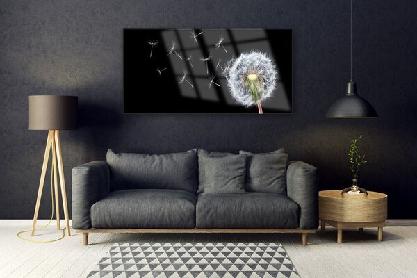 Tablou pe sticla Păpădie Floral Alb