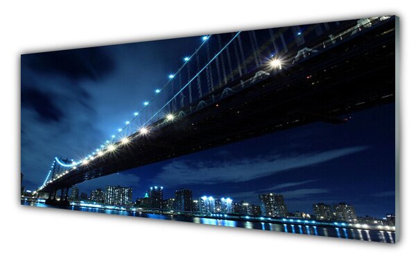 Tablou pe sticla Bridge City Arhitectura Negru Albastru