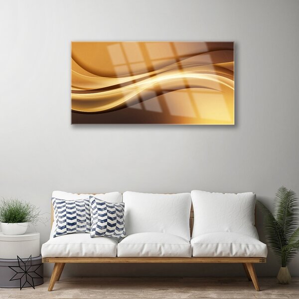 Tablou pe sticla Abstract Art Galben Negru