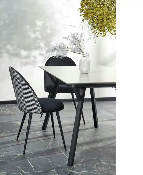 Scaun K478, stofa alb/negru, 49x54x84 cm