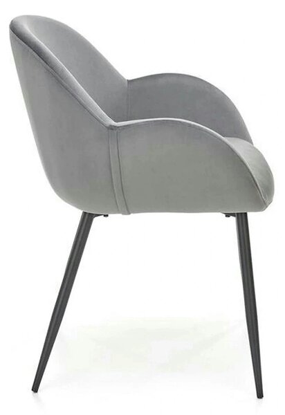 Scaun K480, gri/negru, stofa catifelata/metal, 59x59x79 cm
