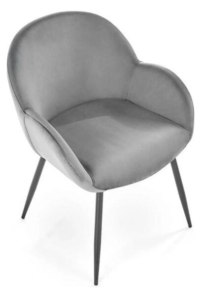 Scaun K480, gri/negru, stofa catifelata/metal, 59x59x79 cm