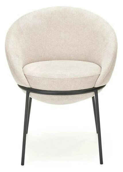 Saun tapitat dining K482, bej/negru, stofa clasica/metal, 61x59x78 cm