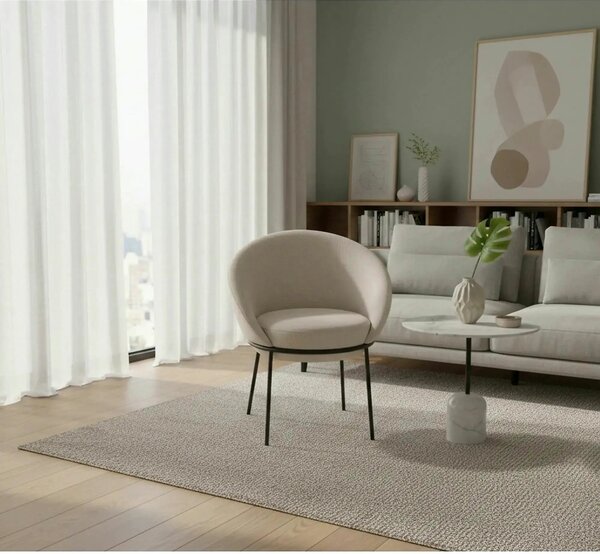 Saun tapitat dining K482, bej/negru, stofa clasica/metal, 61x59x78 cm