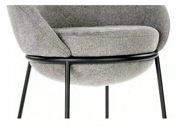 Scaun tapitat dining K482, gri/negru, stofa clasica/metal, 61x59x78 cm