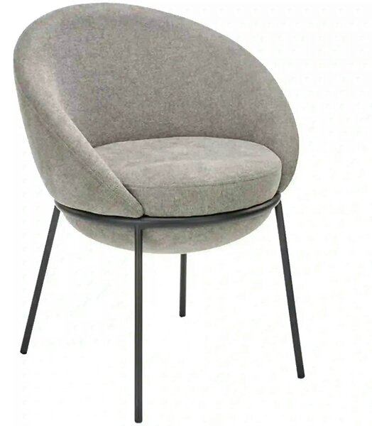 Scaun tapitat dining K482, gri/negru, stofa clasica/metal, 61x59x78 cm